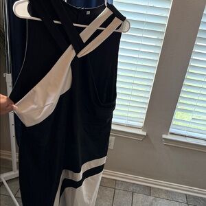 Black and White Sleeveless Dress